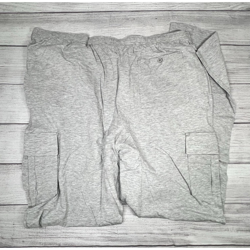 NWOT Freedom Fit Zone Men's Cargo Sweatpants 1X Heather Gray Cotton Blend Pocket